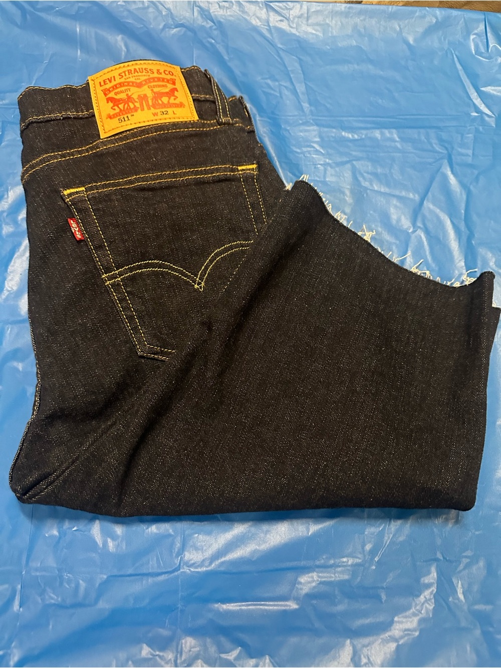 Levi's Men's Slim Black Denim Jeans with Yellow Stitching